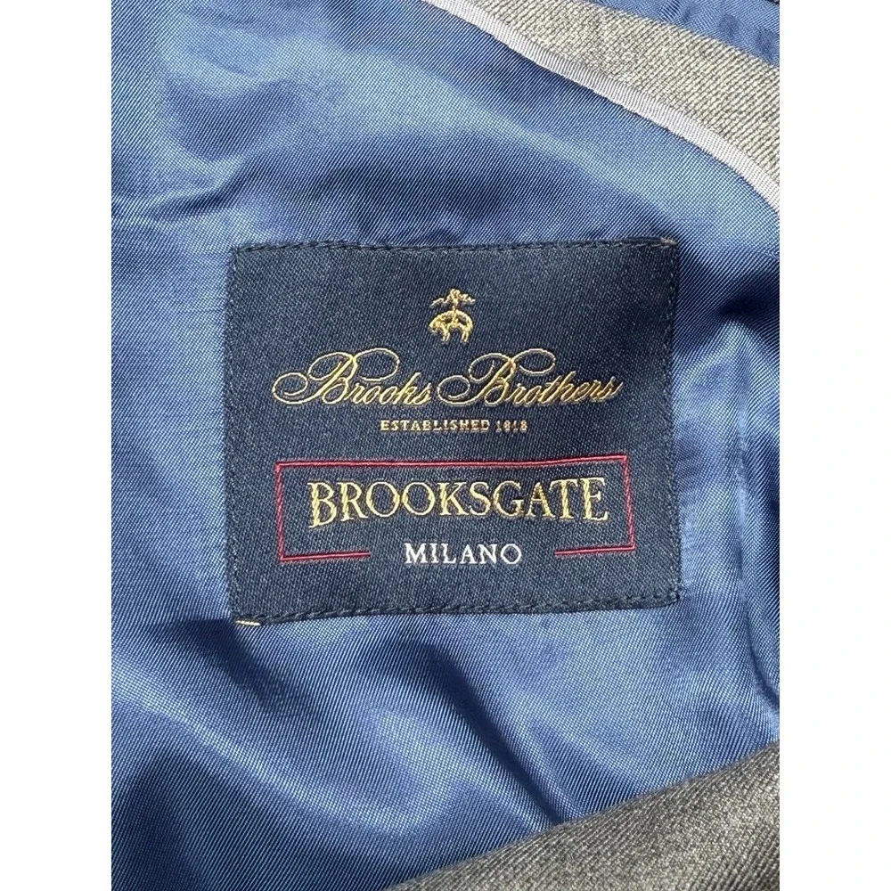 Brooks Brothers Blazer Mens 40R Gray Brooksgate Milano 100% Wool Business Office